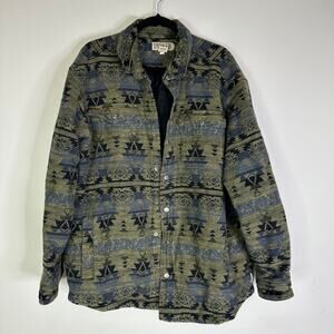 Duluth Trading Jacket Snap Button Aztec Western Tribal Quilt Lined Size Large